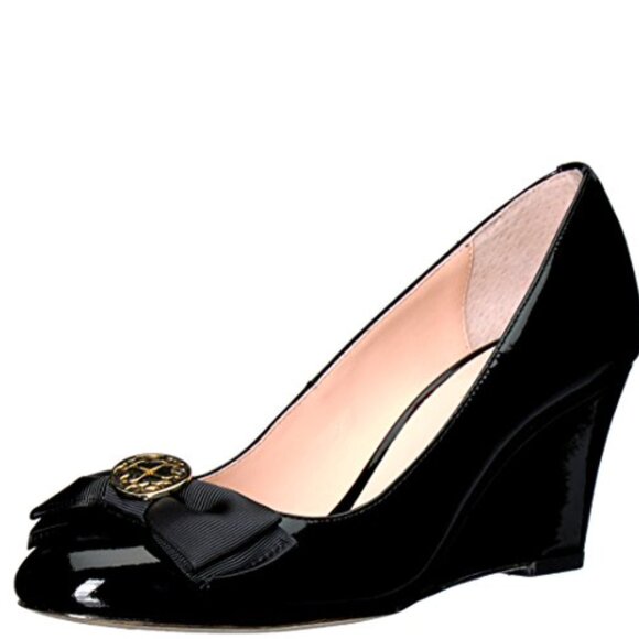 Kate Spade Wescott Patent Leather Wedge Heel Black Size 7.5 - Picture 1 of 9